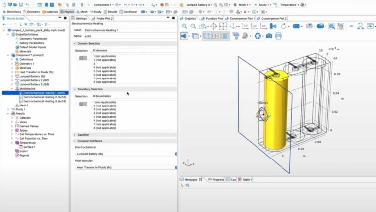 COMSOL Multiphysics Battery Design Module interface