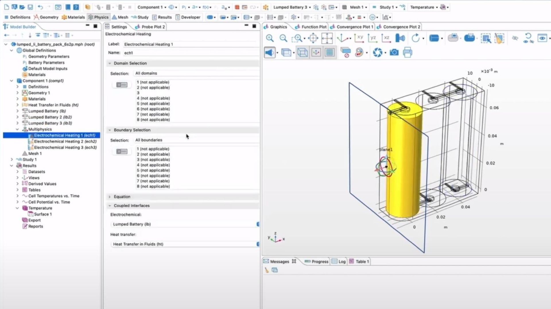 COMSOL Multiphysics Battery Design Module interface